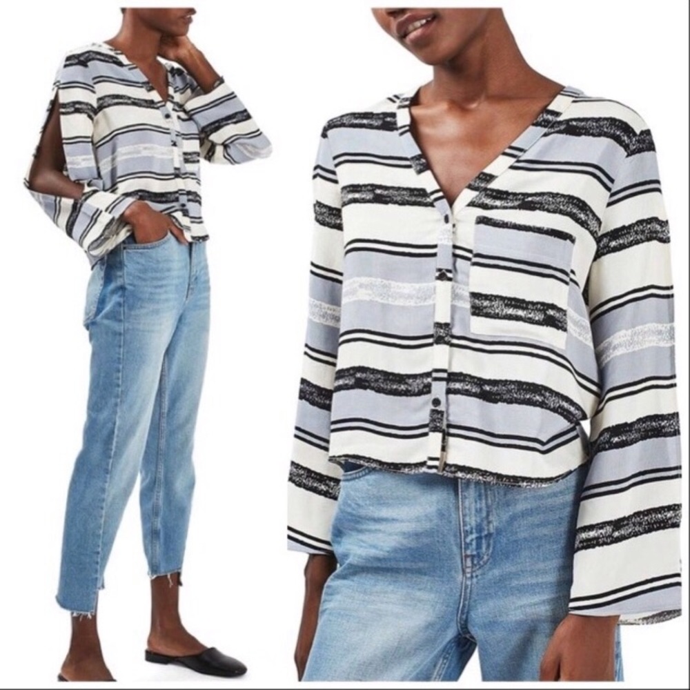 Topshop Button Down Crop Top Size 4